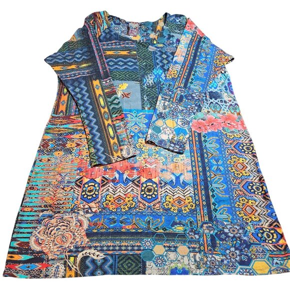 Johnny Was Boho Nelsona Long Sleeve Patchwork Design Tunic Chic Spring Dress - Picture 4 of 11
